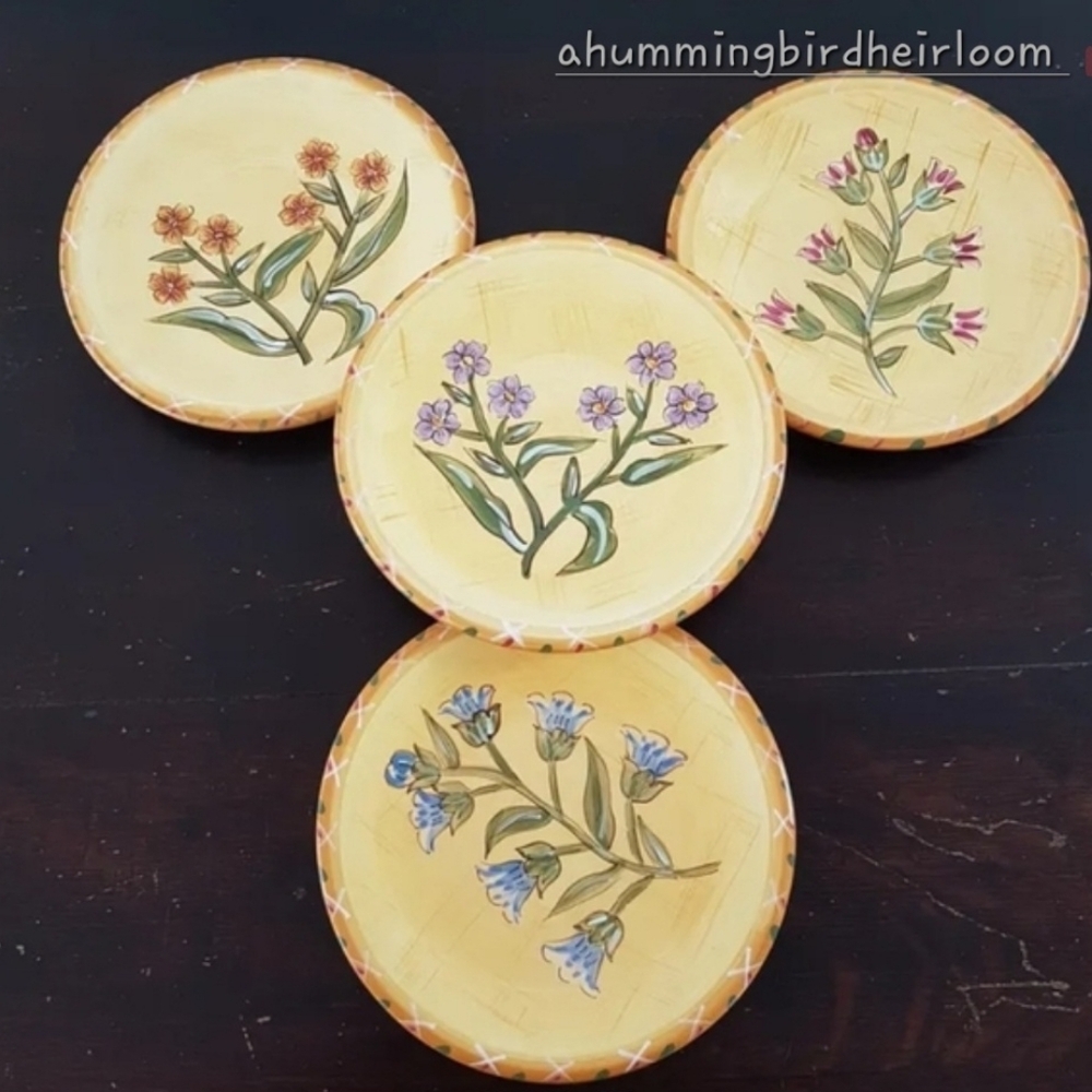 4pc Certified International CIC Spring Flowers Salad Plate Set